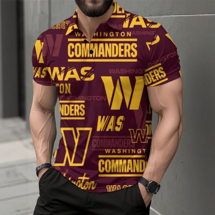 Washington Commanders  Men's Short Sleeve Button Polo Shirt - Image 1