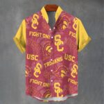 Southern California - Trojans Men's Stand Collar Shirt|110GSM Imitation Flax
