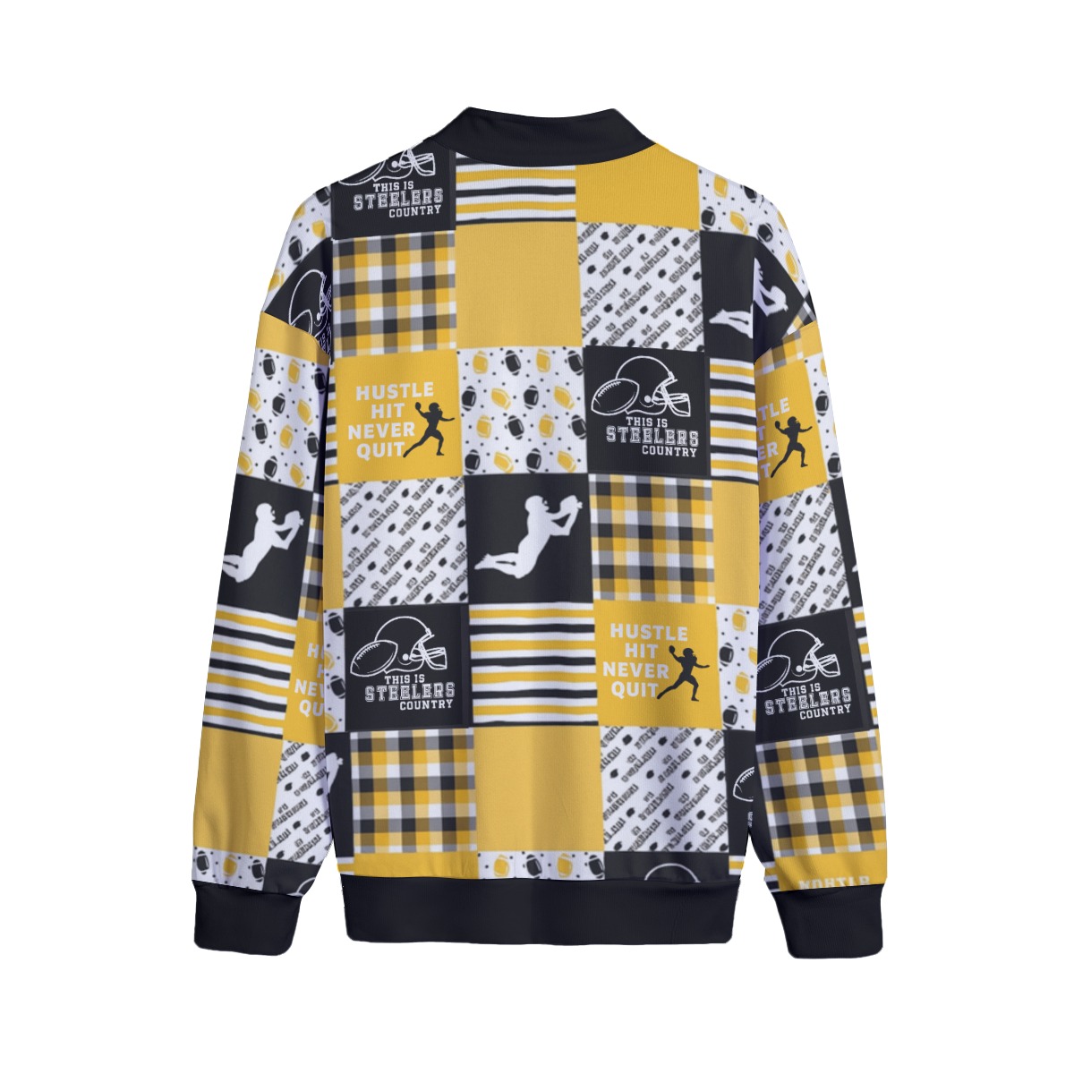 Pittsburgh Steelers Zubaz All-Over Print Men's Stand-up Collar Sweater With Zipper Closure