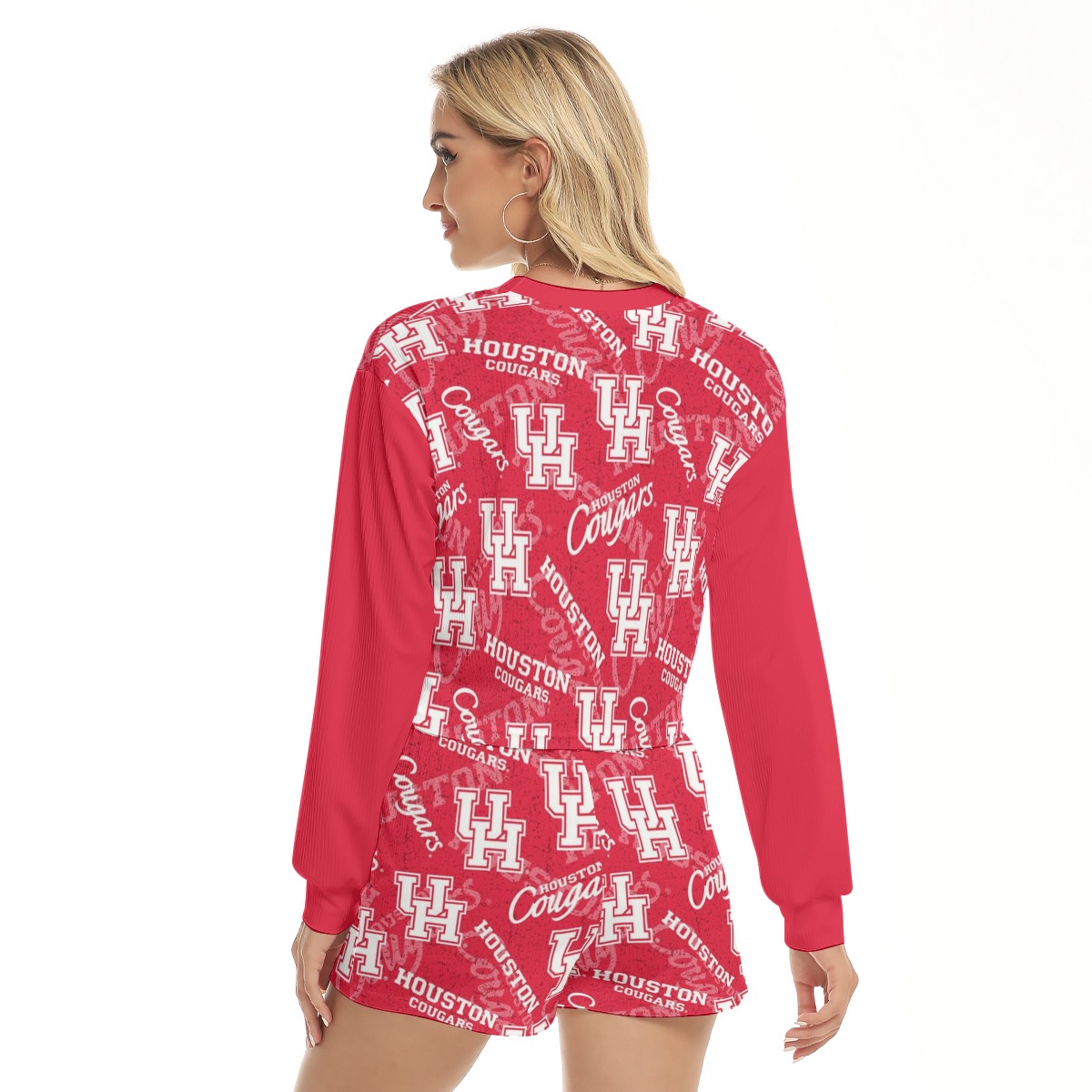 Houston - Cougars Women's Short Sweatshirt And Pants Suit - Image 4
