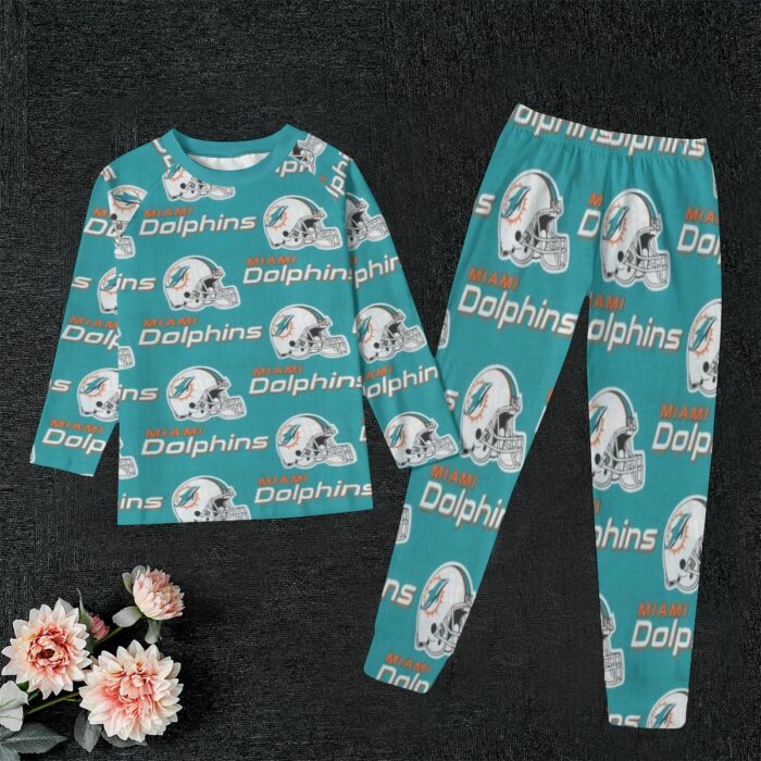 Miami Dolphins Zubaz All-Over Print Kid's Sleep Pajamas - Image 2