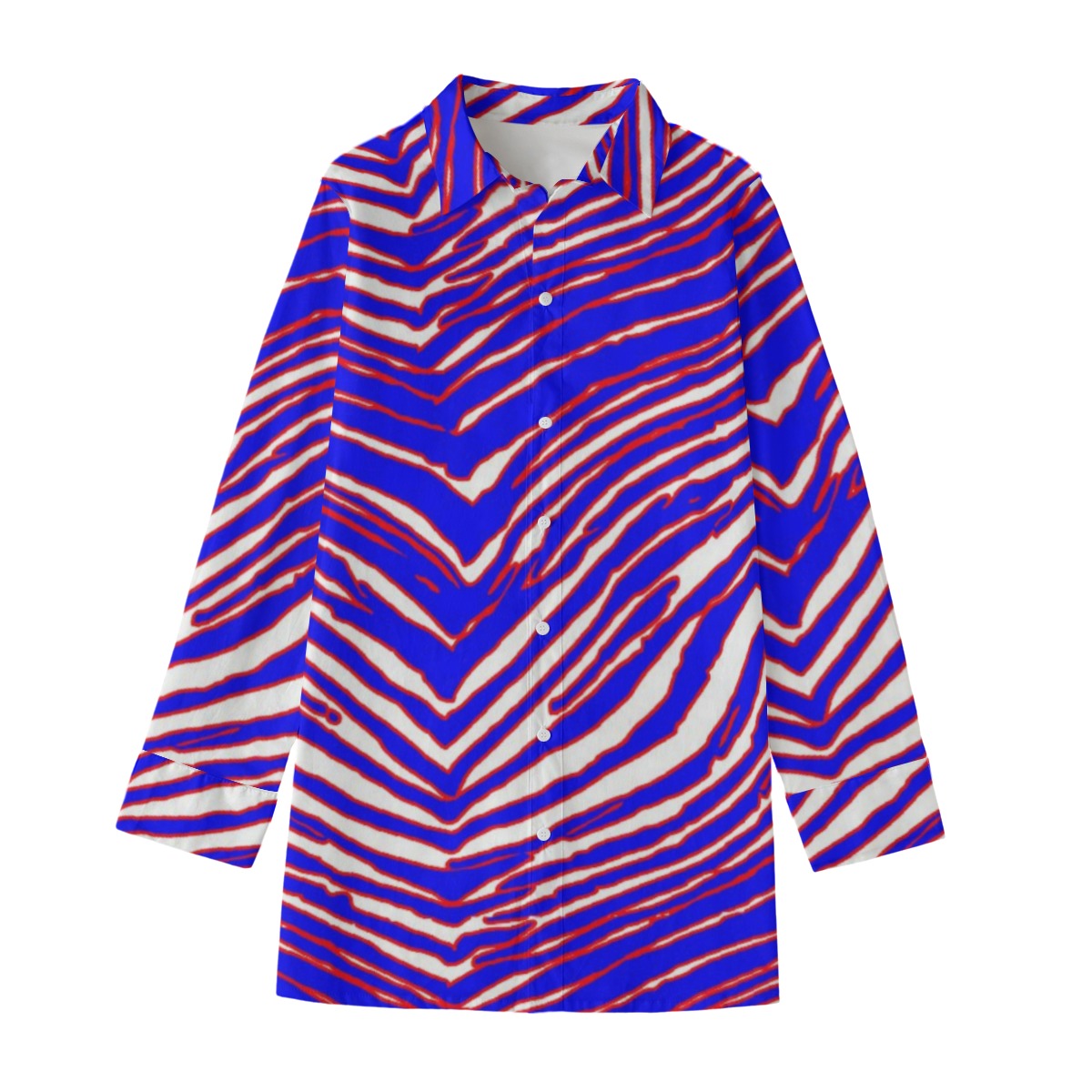 Buffalo Bills Zubaz All-Over Print Women's Long Shirt |115GSM Cotton poplin - Image 4