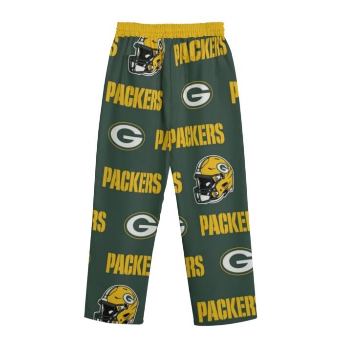 Green Bay Packers All-Over Print Unisex Straight Casual Pants | 245GSM Cotton - Image 3