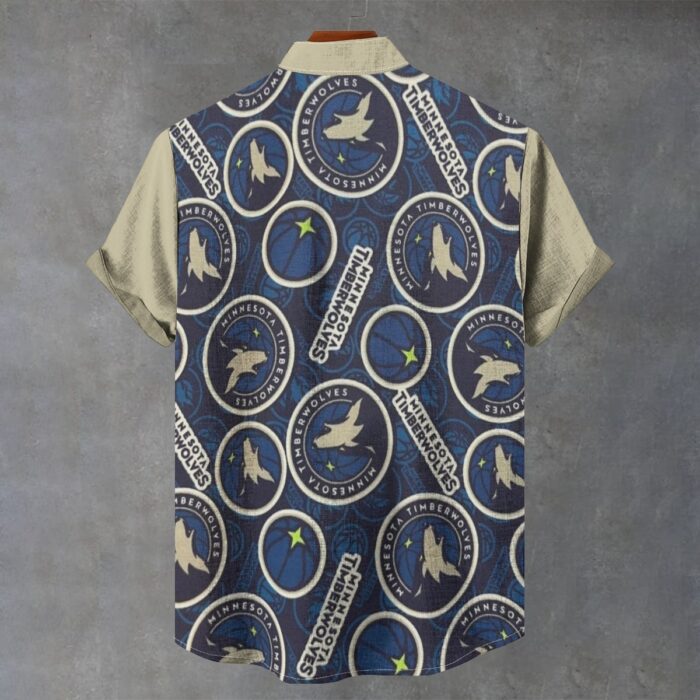 Minnesota Timberwolves Men's Stand Collar Shirt|110GSM Imitation Flax - Image 2