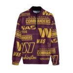 Washington Commanders Stand-up Collar Sweater With Zipper Closure