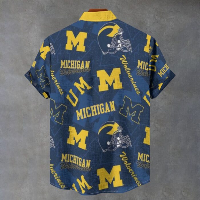 Michigan - Wolverines Stand Collar Shirt|110GSM Imitation Flax - Image 2