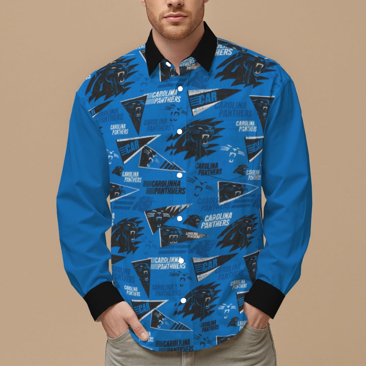 Carolina Panthers Men's Slim Fit Long Sleeve Shirt