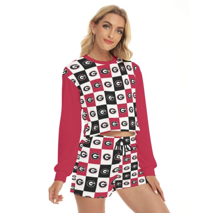 Georgia - Bulldogs Women's Short Sweatshirt And Pants Suit - Image 3