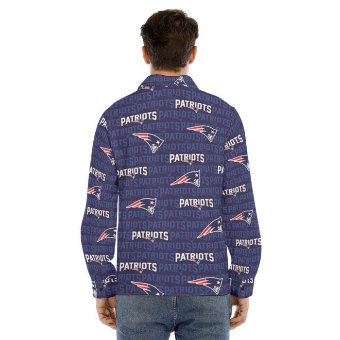 New England Patriots All-Over Print Men's Lapel Collar Shirt With Concealed Placket - Image 4