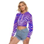 Buffalo Bills Zubaz All-Over Print Women's Crop Top Hoodie|Velvet - Image 4
