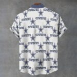 Dallas Cowboys white navy Men's Stand Collar Shirt|110GSM Imitation Flax - Image 2