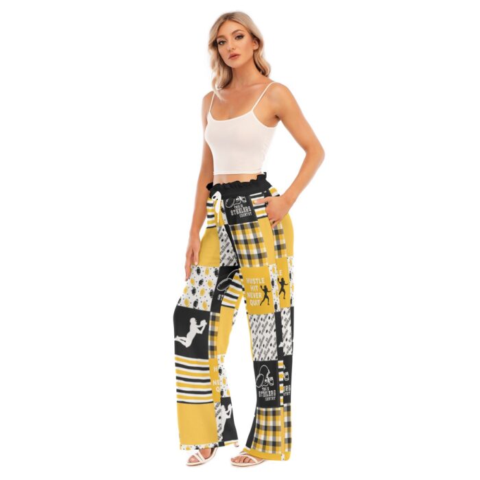Pittsburgh Steelers All-Over Print Women's Waist Fungus Edge Wide-leg Pants - Image 3