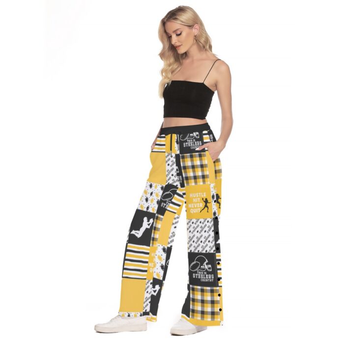 Pittsburgh Steelers Zubaz All-Over Print Women's Side Slit Snap Button Trousers - Image 1
