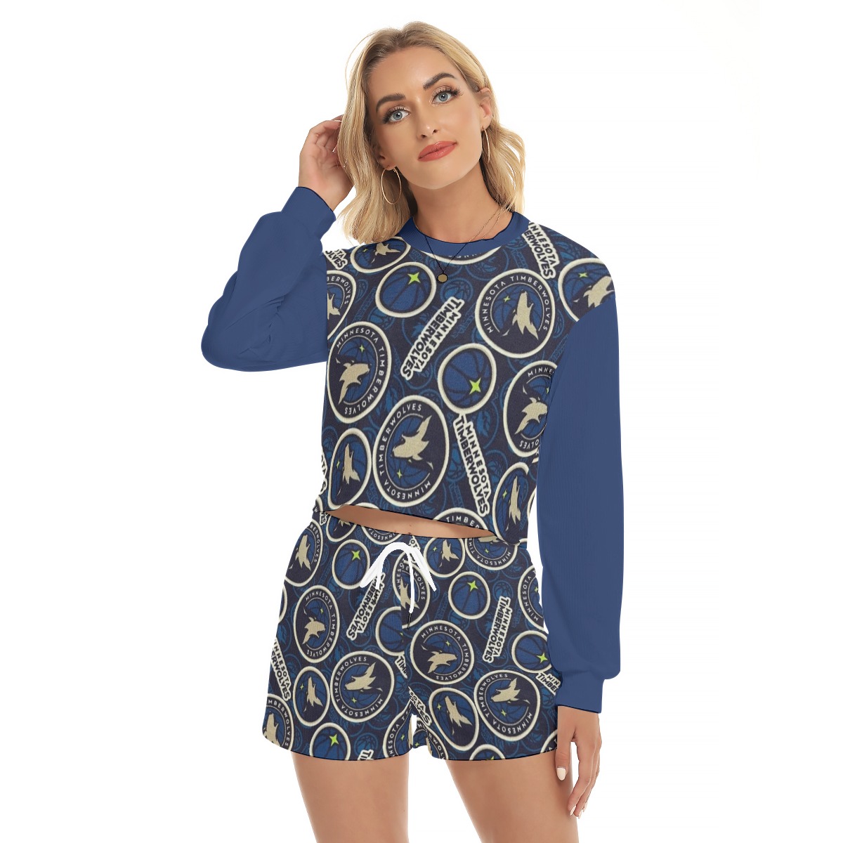 Minnesota Timberwolves Women's Short Sweatshirt And Pants Suit