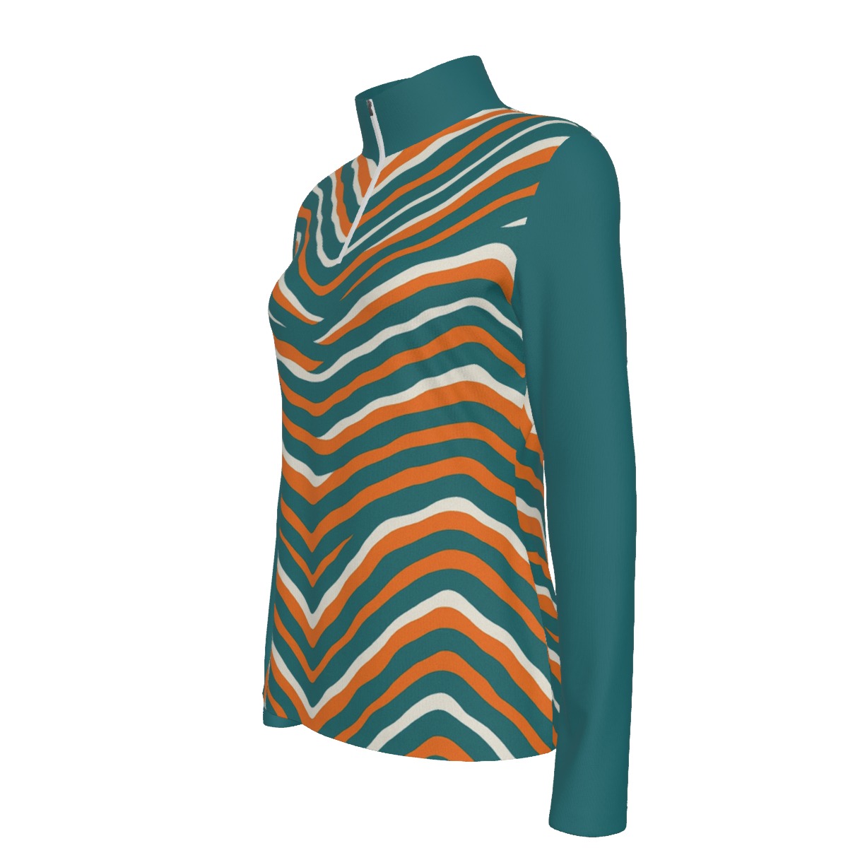 Miami Dolphins Zubaz All-Over Print Women's Sports Collar Jersey With Long Sleeve| Interlock - Image 2