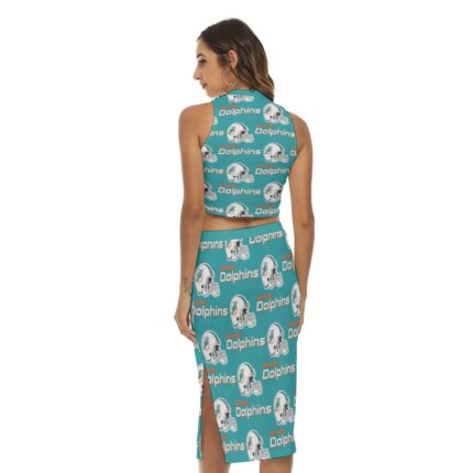 Miami Dolphins Zubaz All-Over Print Women's Tank Top & Split High Skirt Set