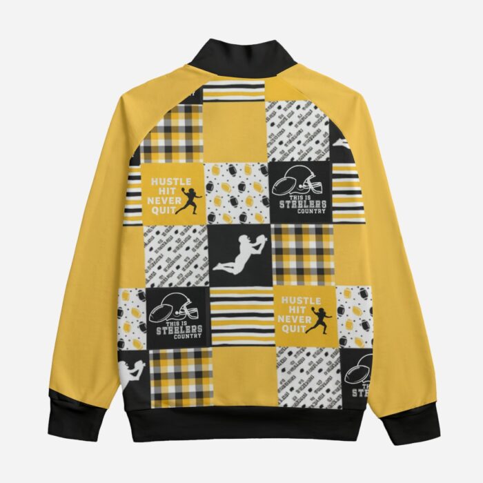 Pittsburgh Steelers Zubaz All-Over Print Unisex Stand Up Collar Jacket With Raglan Sleeve | 310GSM Cotton - Image 2