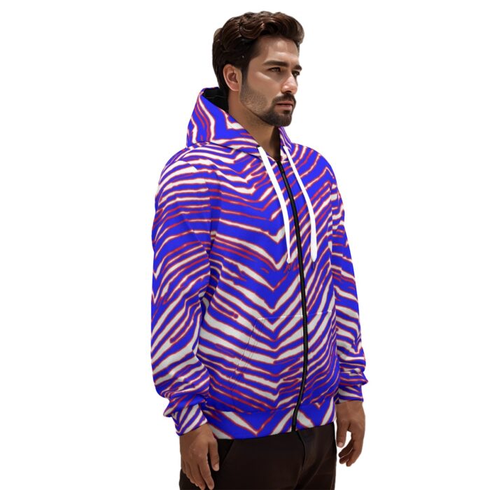 Buffalo Bills Zubaz All-Over Print Unisex Pullover Hoodie With Zipper Closure | 310GSM Cotton - Image 3