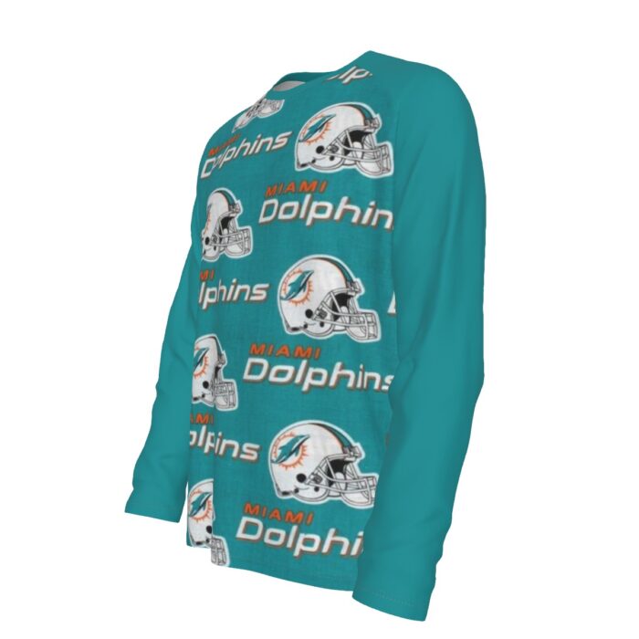 Miami Dolphins Zubaz All-Over Print Men's Raglan Long Sleeve T-shirt  | 190GSM Cotton - Image 3