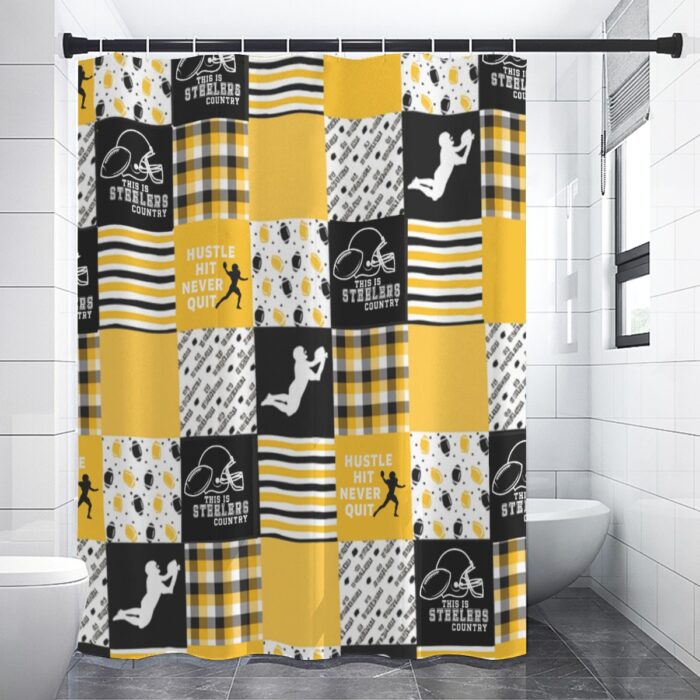 Pittsburgh Steelers Zubaz Shower Curtains 150（gsm） - Image 3