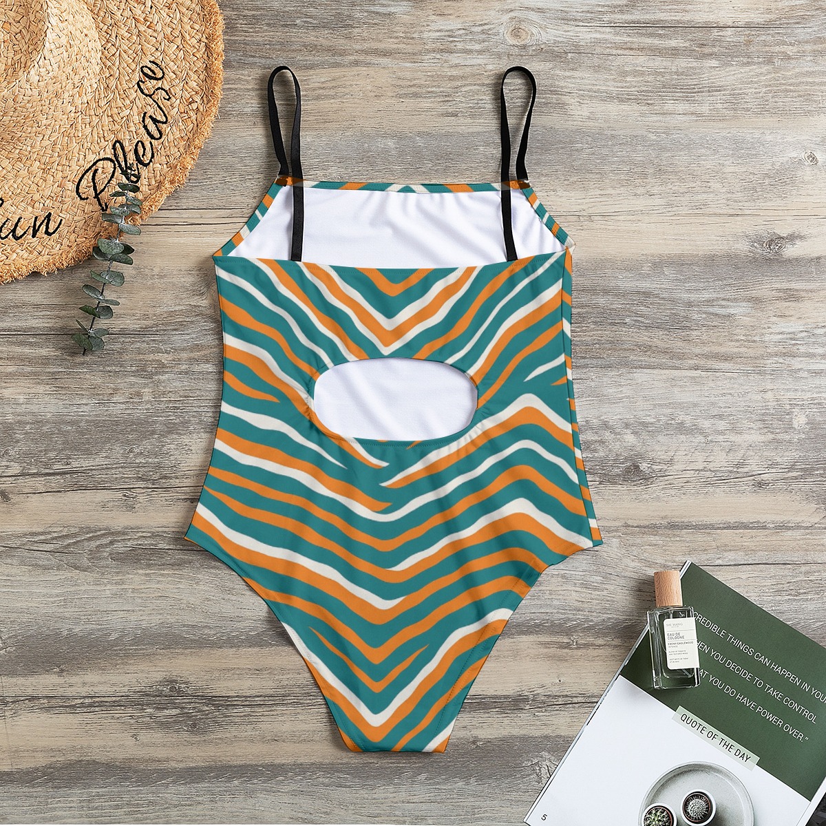 Miami Dolphins Zubaz All-Over Print Women's Halter Strap Swimsuit - Image 2