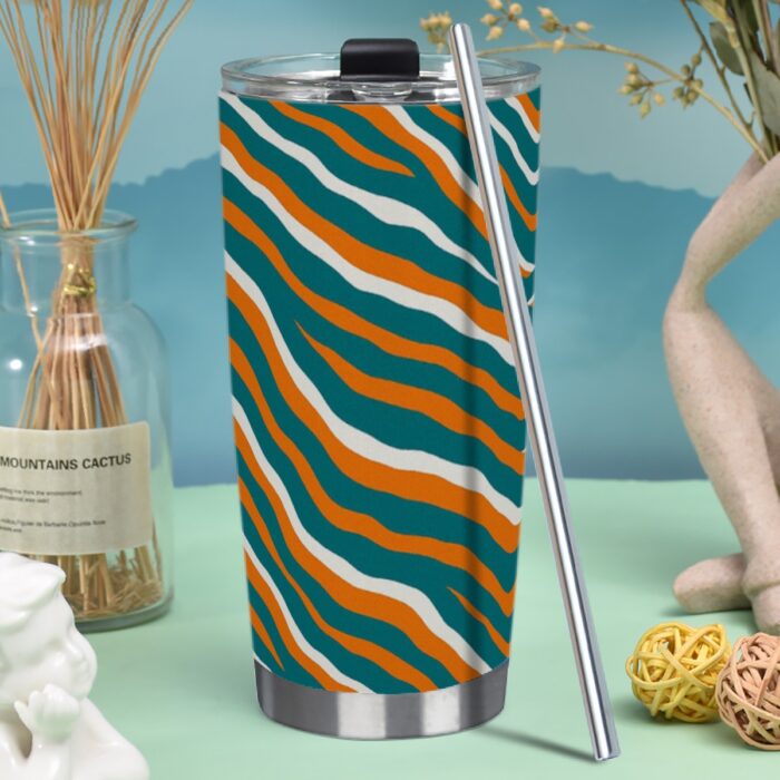 Miami Dolphins Zubaz Tumbler 20oz (with Straw) - Image 2