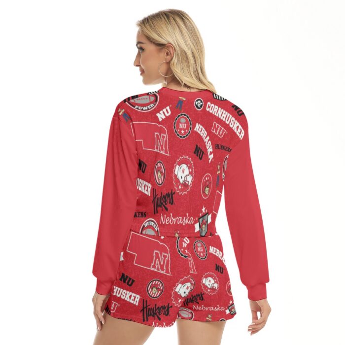 Nebraska Lincoln Cornhuskers Women's Short Sweatshirt And Pants Suit - Image 4