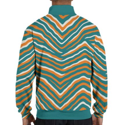 Miami Dolphins Zubaz All-Over Print Men's Hidden Half-Zip Placket Hoodie