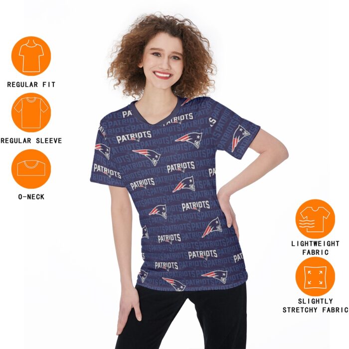 New England Patriots Zubaz All-Over Print Women's O-Neck T-Shirt|180 GSM Jersey - Image 2