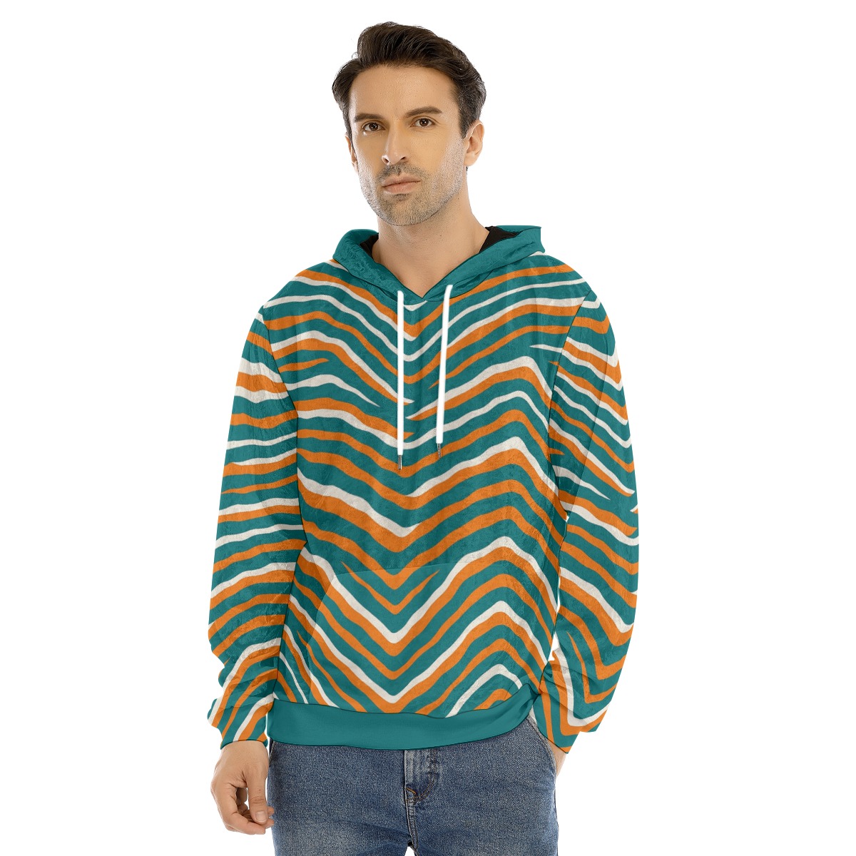 Miami Dolphins Zubaz All-Over Print Men's Pullover Hoodie | Velvet - Image 2