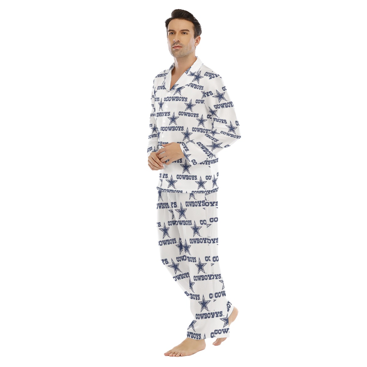 Dallas Cowboys Zubaz All-Over Print Men's Lapel Pajama Set - Image 3