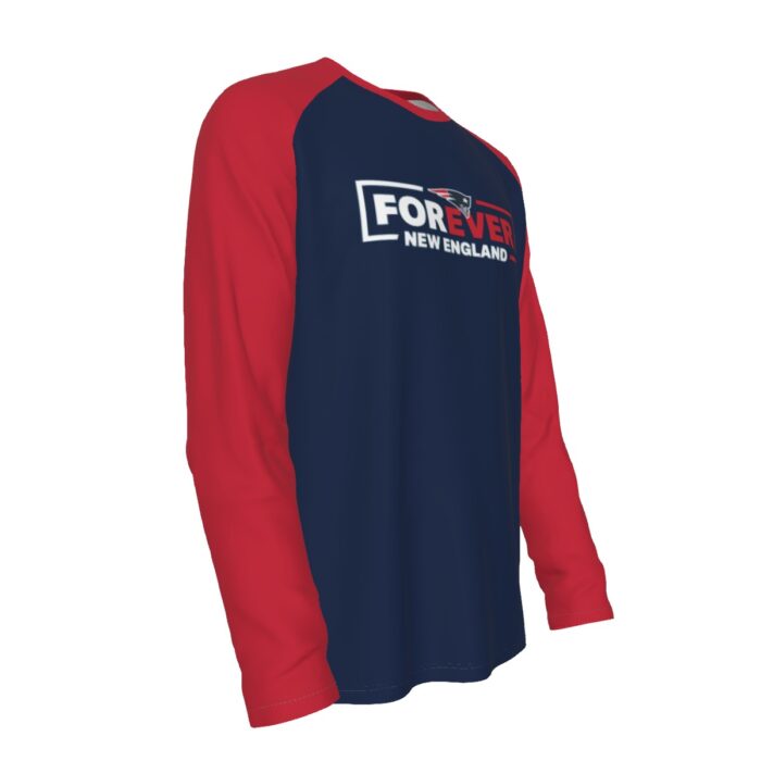 New England Patriots All-Over Print Men's Raglan Long Sleeve T-shirt  | 190GSM Cotton - Image 3
