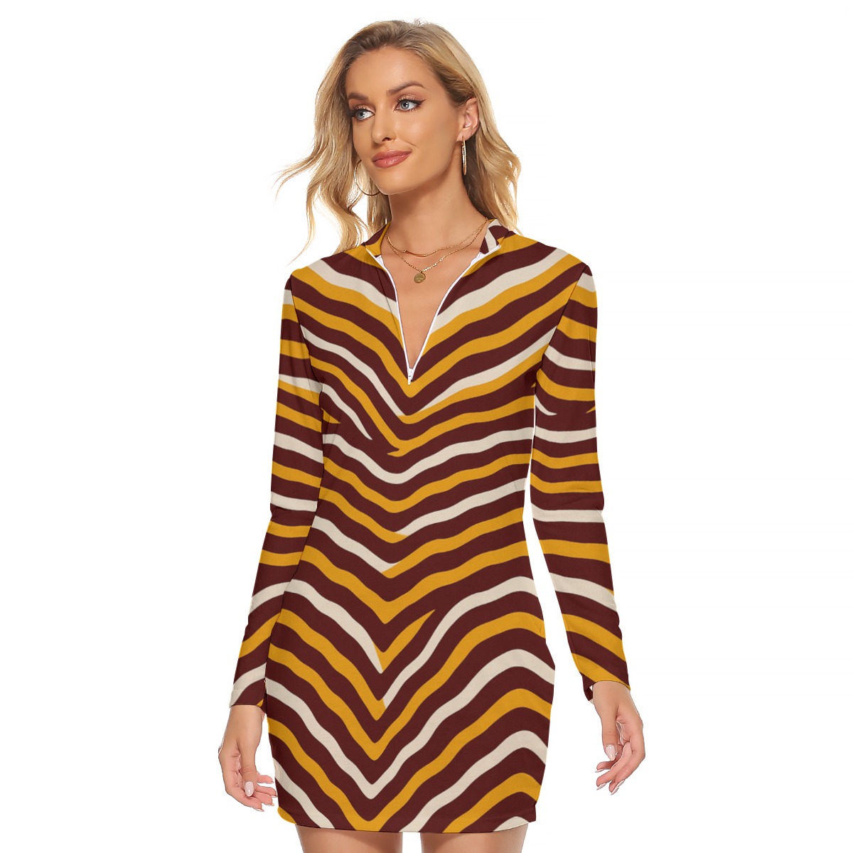Washington Commanders Zubaz Women's Zip Front Tight Dress