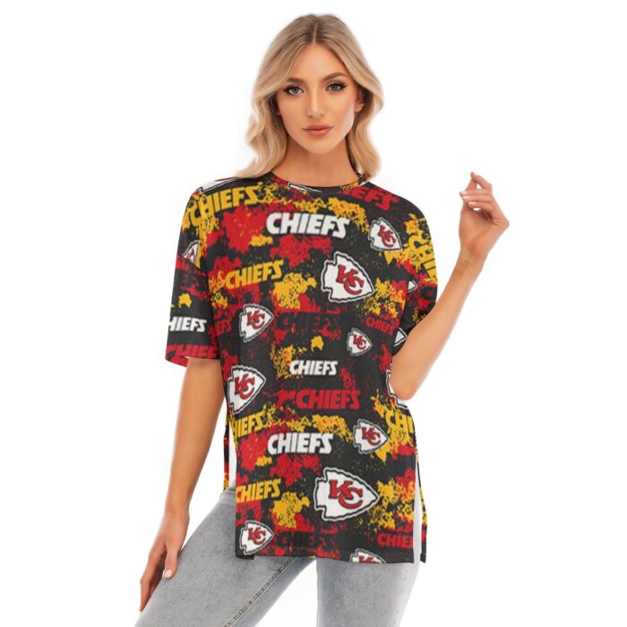 Kansas City Chiefs  Women's Short Sleeves T-shirt With Hem Split - Image 4