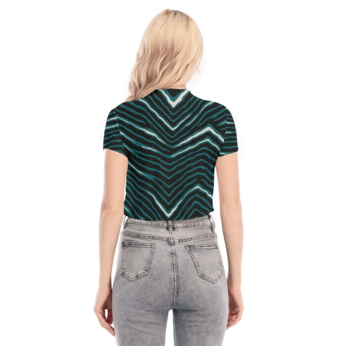 Philadelphia Eagles Zubaz All-Over Print Women's Short Sleeves Mesh Crop Top - Image 4