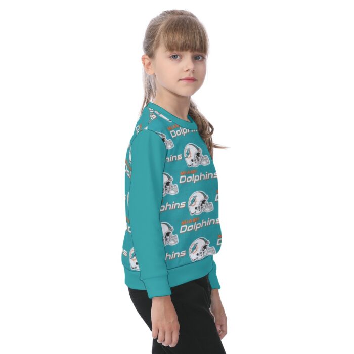 Miami Dolphins Zubaz All-Over Print Kid's Heavy Fleece Sweatshirt - Image 4