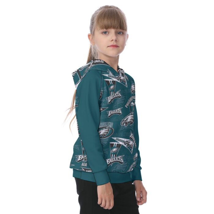 Philadelphia Eagles Zubaz All-Over Print Kid's Raglan Pullover Hoodie - Image 4