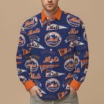 New York Mets Men's Slim Fit Long Sleeve Shirt
