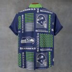 Seattle Seahawks  Men's Stand Collar Shirt|110GSM Imitation Flax - Image 2