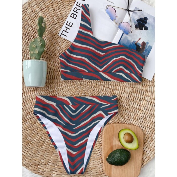New England Patriots All-Over Print Women's Bikini With Single Shoulder - Image 3