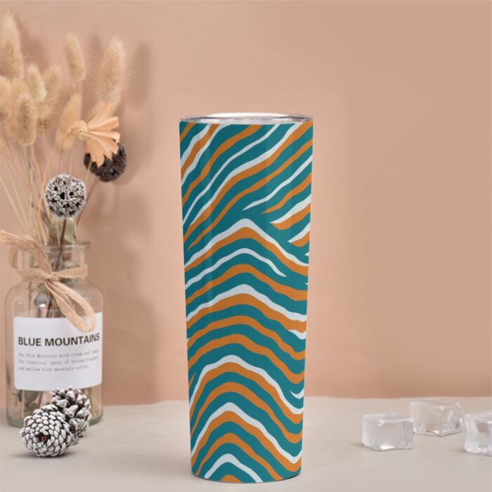Miami Dolphins Zubaz Skinny Tumbler Stainless Steel with Lids 30OZ - Image 3