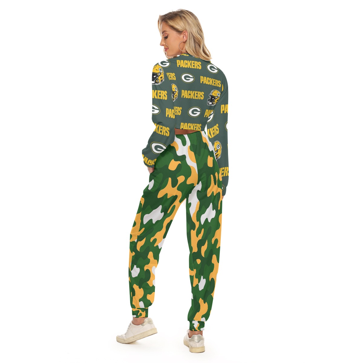 Green Bay Packers All-Over Print Women's Crop Sweatshirt Suit