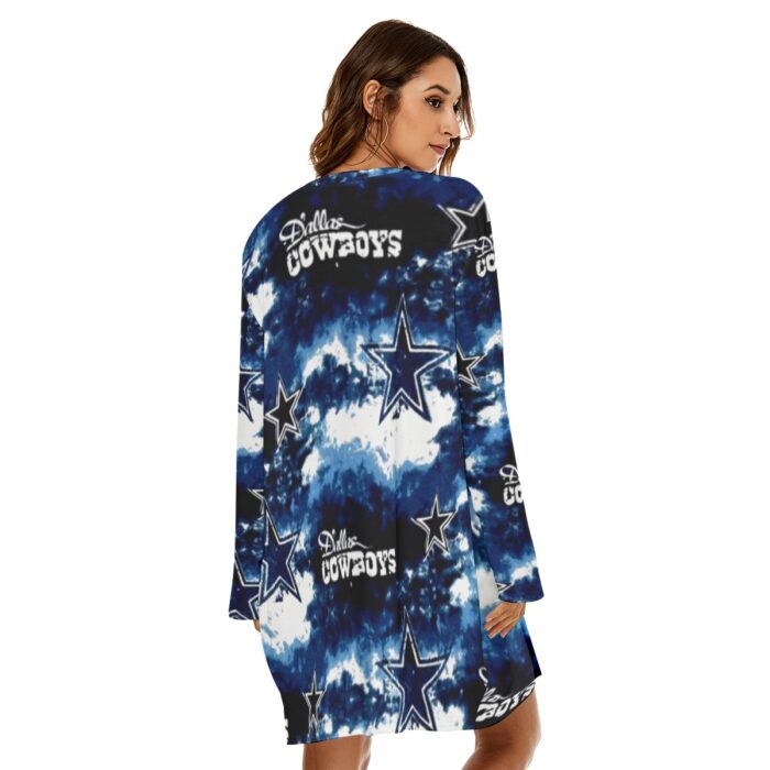 Dallas Cowboys Zubaz All-Over Print  Women's Loose Crew Neck Dress - Image 2