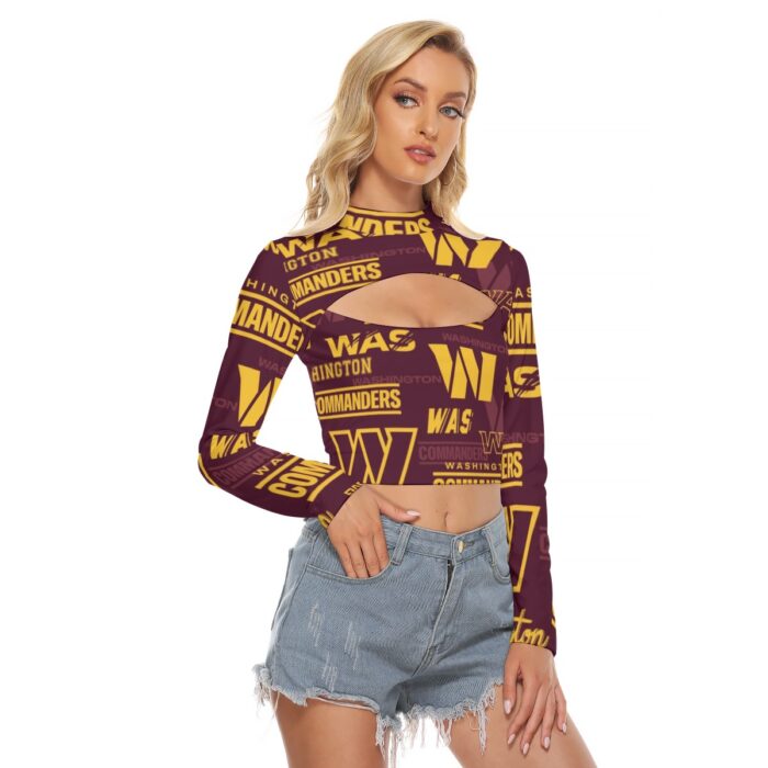 Washington Commanders Women's Hollow Chest Keyhole Tight Crop Top - Image 2