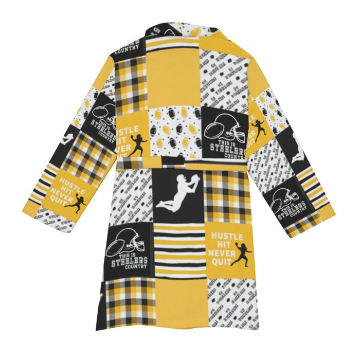 Pittsburgh Steelers All-Over Print Men's Borg Fleece Robe - Image 1