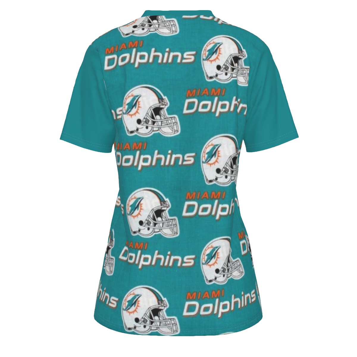 Miami Dolphins Zubaz All-Over Print Women's O-Neck T-Shirt|180 GSM Jersey - Image 2