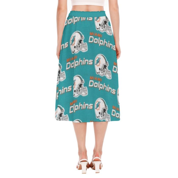 Miami Dolphins Zubaz All-Over Print Women's Long Section Chiffon Skirt - Image 4