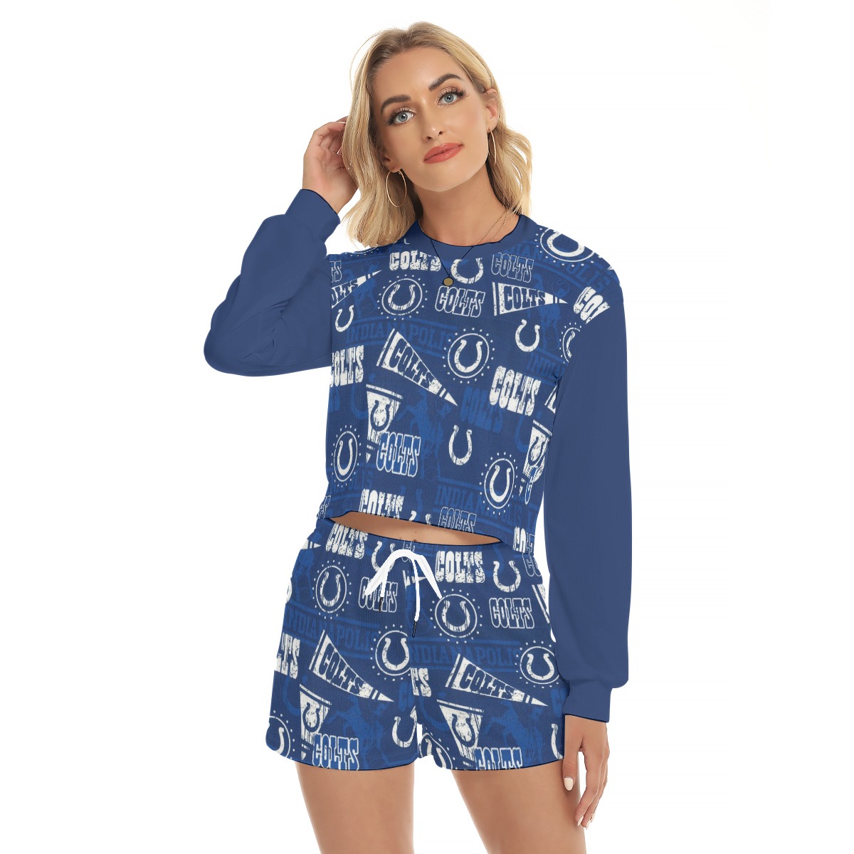 Indianapolis Colts Women's Short Sweatshirt And Pants Suit - Image 4