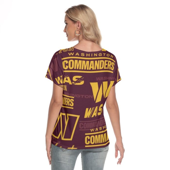 Washington Commanders Women's Loose V-neck Short Sleeve T-shirt - Image 4