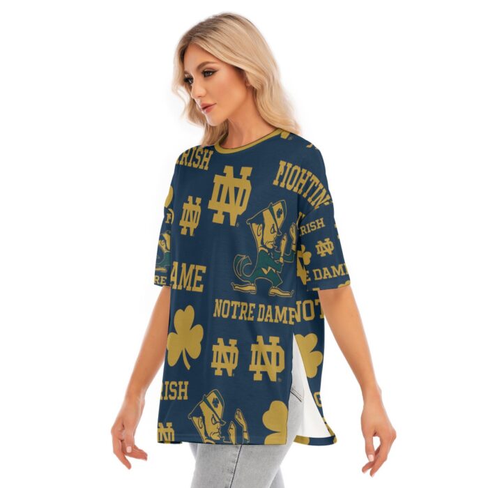 Notre Dame - Fighting IrishWomen's Short Sleeves T-shirt With Hem Split - Image 3